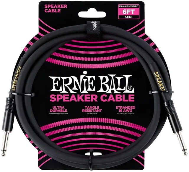 Alt view image 2 of 3 - (4) Ernie Ball (P06072) Straight to Straight Speaker Cables 6 foot Black Bundle
