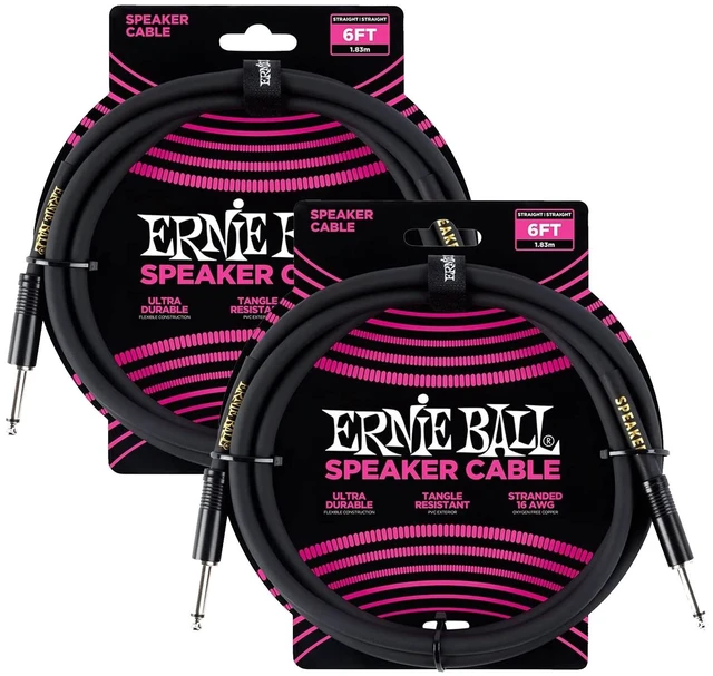 Main image of (2) Ernie Ball (P06072) Straight to Straight Speaker Cables 6 foot Black