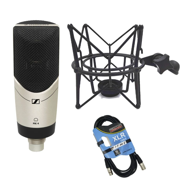 Alt view image 7 of 7 - Sennheiser MK 4 Studio Condenser Mic, Boseen Mic ShockMount, XLR Cable Bundle