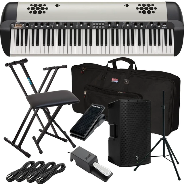 Main image of Korg SV-2SP 73-Key Stage Piano w/ Speakers (Creme) (Korg DS-2H Included), Mackie Thump12A, Speaker Stand, Keyboard Stand, Bench,Gator GKB-76 Bag, Nektar NX-P, (4) 1/4 Cables Bundle