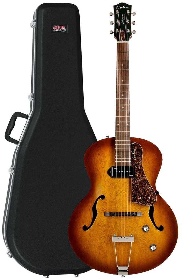 Main image of Godin (031986) 5th Avenue Electric Guitar Cognac Burst, Gator GC-DREAD Guitar Case Bundle