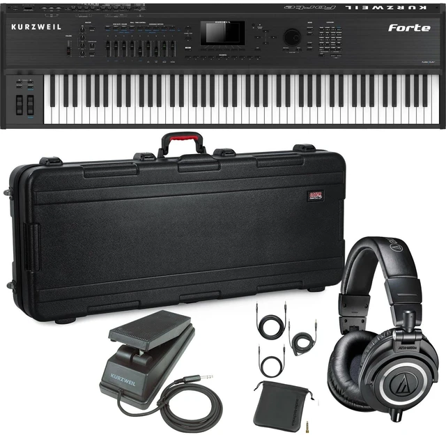 Main image of Kurzweil Forte 88-key Stage Piano (Foot Pedal Included), Gator GTSA-Key 88 Case, AT ATH-M50X, Kurzweil CC-1 Bundle