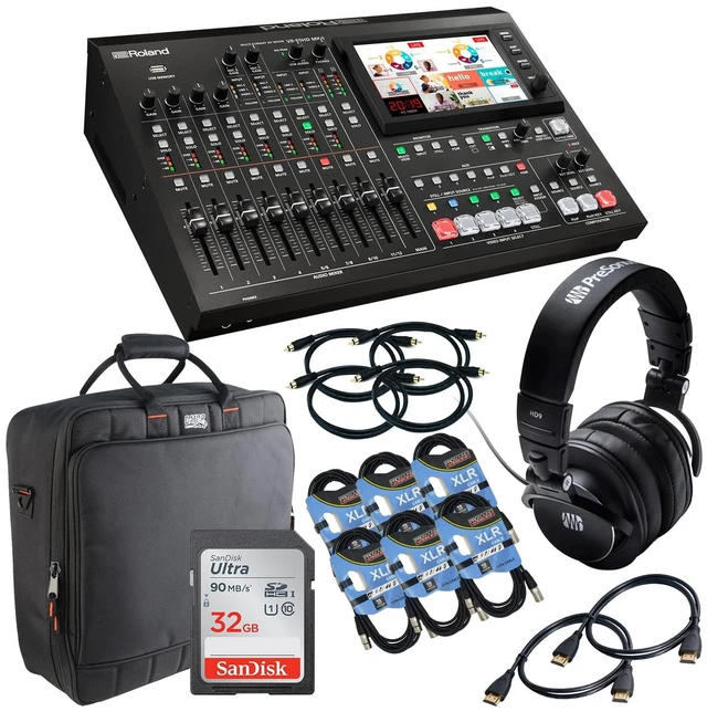 Main image of Roland VR-50HD MK II Multi-Format AV Mixer, Presonus HD9 Headphones, (6) XLR Cables, (4) RCA Cables, (2) HDMI Cables, Gator G-MIXERBAG 1818, 32GB SD Card Bundle