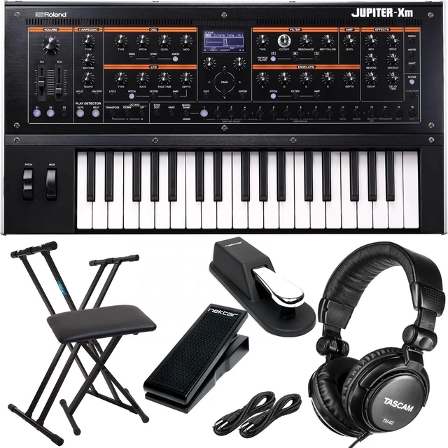 Main image of Roland Jupiter-Xm Portable Synthesizer, Keyboard Stand, Bench, Dust Cover, Sustain Pedal, Nektar NX-P, (2) 1/4 Cable, Tascam TH02 Bundle
