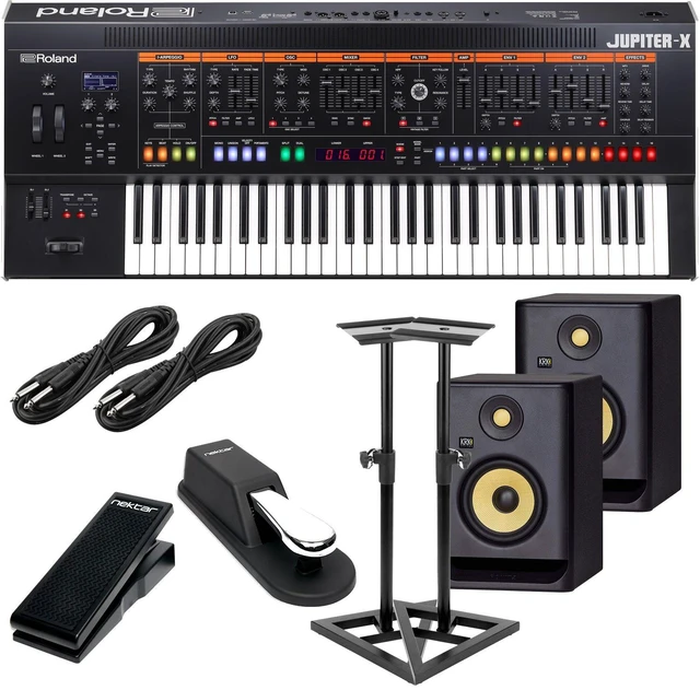 Main image of Roland JUPITER-X Synthesizer, (2) KRK RP5G4 Monitor, Monitor Stands, Sustain Pedal, Nektar NX-P, (2) 1/4 Cables Bundle