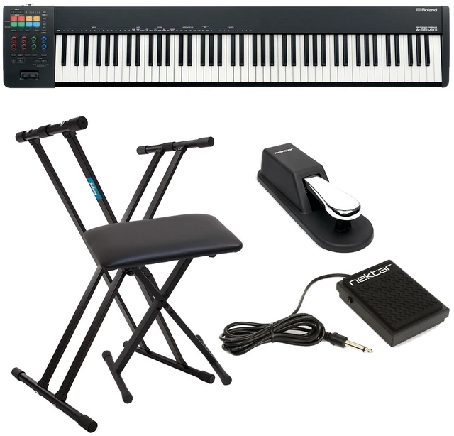 Main image of Roland A-88MKII MIDI Keyboard Controller, Keyboard Stand, Bench, Sustain Pedal, Nektar NP-1 Bundle