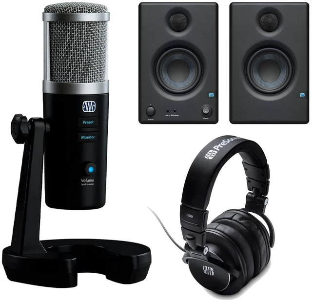 Main image of PreSonus Revelator USB Mic, Presonus Eris 3.5 Monitors, Presonus HD9 Headphones Bundle