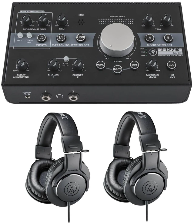 Main image of Mackie Big Knob Studio Monitor Controller, (2) AT ATH-M20X Bundle
