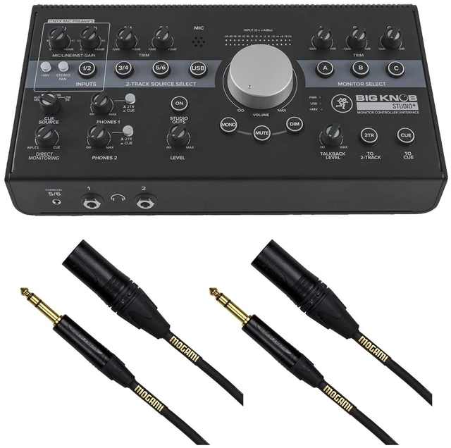 Main image of Mackie Big Knob Studio Plus Monitor Controller, (2) Mogami XLR to 1/4 10FT Cables Bundle