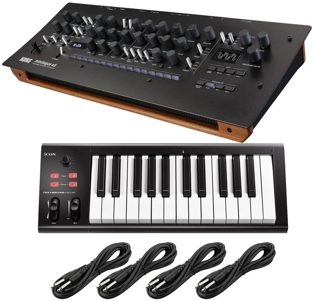 Main image of Korg minilogue XD module Polyphonic Analog Synthesizer, Icon iKeyboard 3 Nano 25 Key, (4) 1/4 Cables Bundle