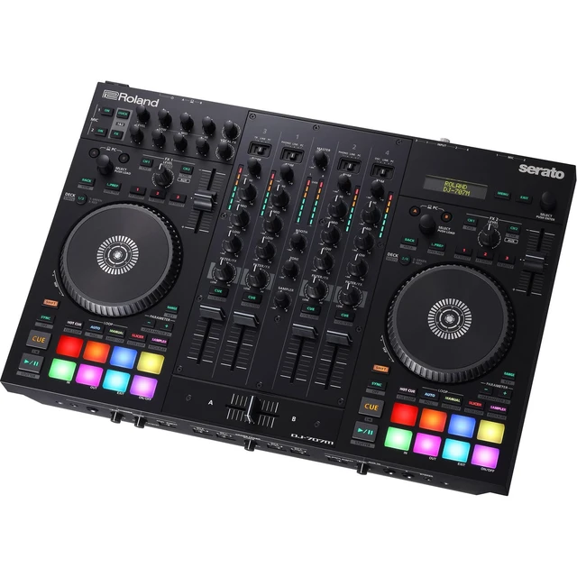 Alt view image 3 of 7 - Roland DJ-707M 4-Channel DJ Controller, ProX XB-DJCS Bag, Laptop Stand, SV100 Mic, AT ATHM20X, (2) XLR Cables Bundle