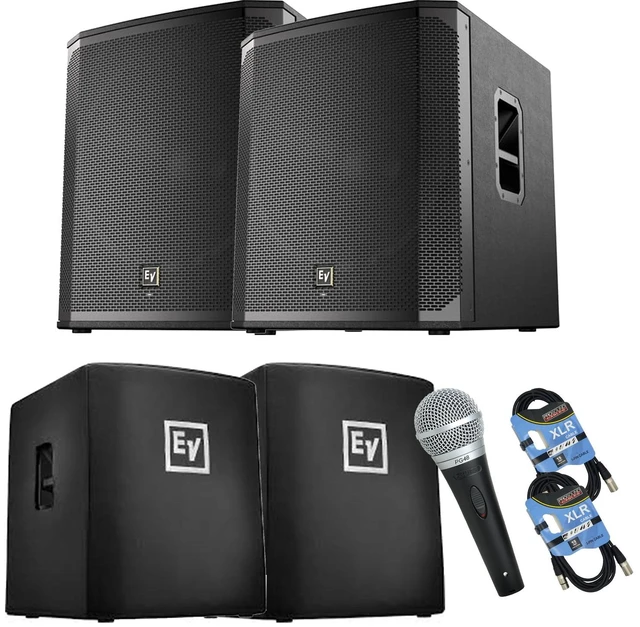 Main image of (2) Electro-Voice ELX200-18SP, (2) ELX200-18SP Cover, (1) PG48 Mic, (2) XLR cables Bundle