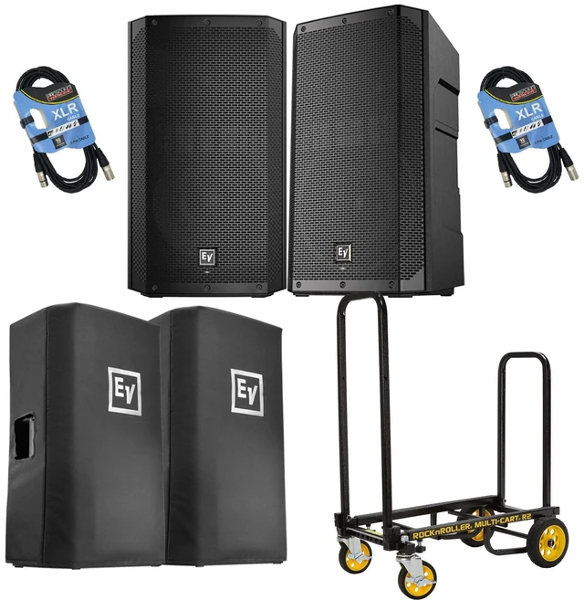 Main image of (2) Electro-Voice ELX200-12P, (2) ELX200-12P Covers, (1) Rock-N-Roller Cart, (2) XLR Cables Bundle