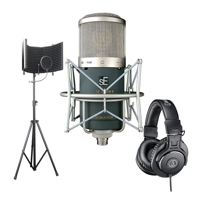 Alt view image 5 of 7 - sE Electronics Gemini II Large-diaphragm Condenser Microphone, AxcessAbles SF-101KIT Recording Studio Kit, AT ATH M30X Bundle