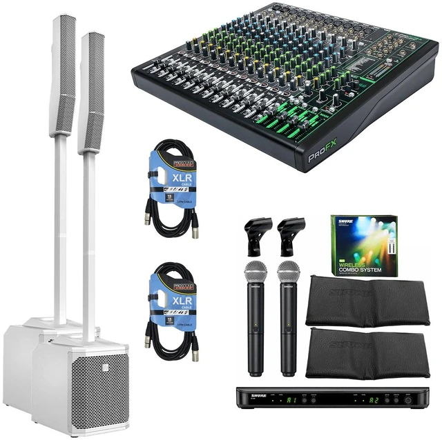 Main image of Electro-Voice EVOLVE 30M White (Pair) - Mackie ProFX16v3 - BLX288/PG58 - (2) XLR Cables