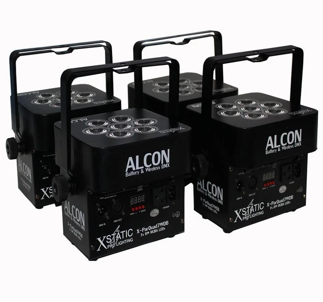 Main image of ProX X-PARQUAD7WDBx4 Alcon ParQuad Wireless and Battery Powered Light Fixture, Black (4-Pack)