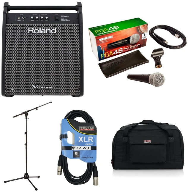 Main image of Roland PM-200 180-watt 1x12" - Mic Stand - XLR Cable - PG48 Mic - Gator Tote12 Bag