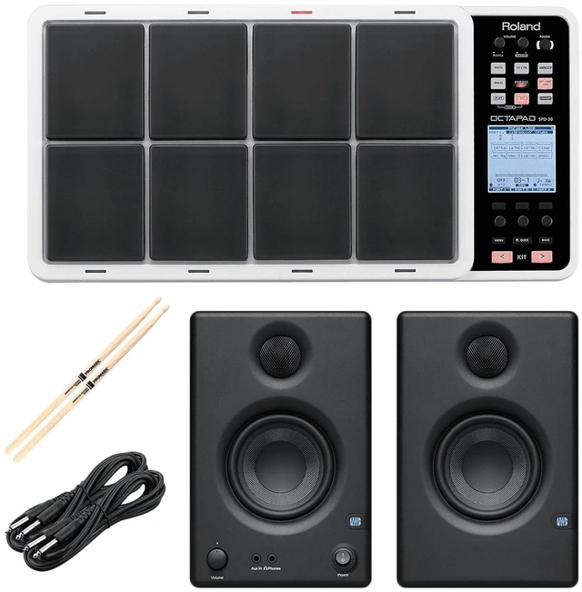 Main image of Roland OCTAPAD SPD-30 White - Presonus ERIS3.5 Monitors - (2) 1/4 Cables - Drum Sticks