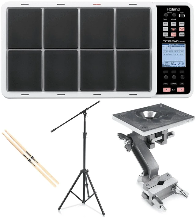 Main image of Roland OCTAPAD SPD-30 White - Roland APC-33 - Pyle Heavy Duty Mic Stand - Drum Stick