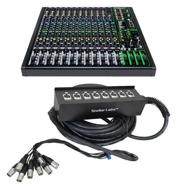 Alt view image 7 of 7 - Mackie ProFX16v3 16-Channel Sound Reinforcement Mixer with Built-In FX + 32' 8 Channel Box XLR Cable Snake