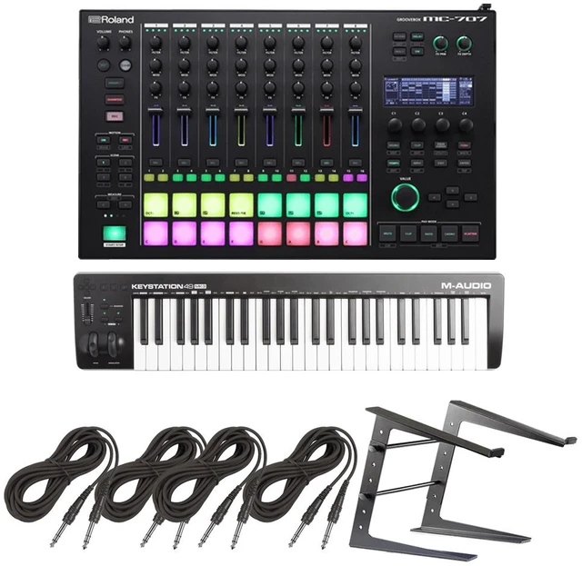 Main image of Roland MC-707 GROOVEBOX + M-Audio Keystation 49 MK3 49-Key USB-Powered MIDI Controller Package.