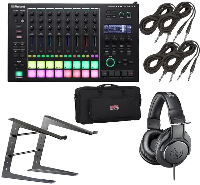 Main image of Roland MC-707 GROOVEBOX + Audio-Technica ATH-M20x Monitor Headphones Package.