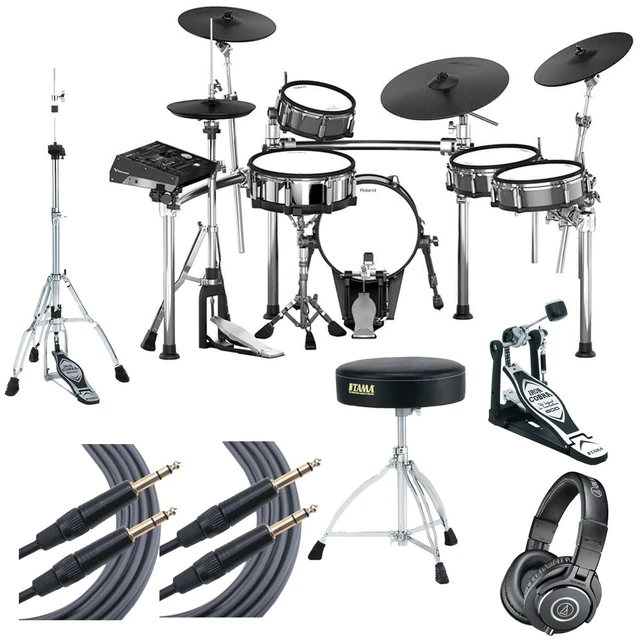 Main image of Roland TD-50KV Electronic Drum Set + Hardware + Headphones + Mogami TRS Cables