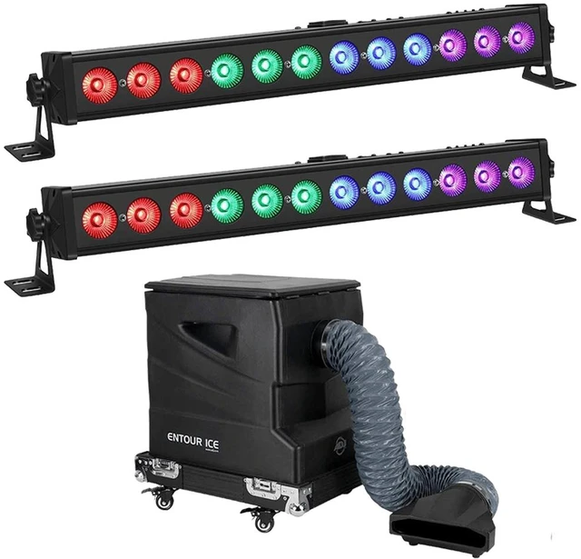 Main image of American DJ Entour Ice Low-Lying Tour-Grade Fog Machines + (2) LED Stage Lights, OPPSK 21'' 36W 12LEDs Stage Wash Light +