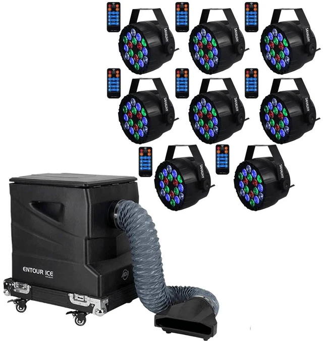 Main image of American DJ Entour Ice Low-Lying Tour-Grade Fog Machines + DJ Lights,SAHAUHY Professional Stage Light 8 Channels 9 Modes RGBW Mixed Effect Up Lights Sound Activated
