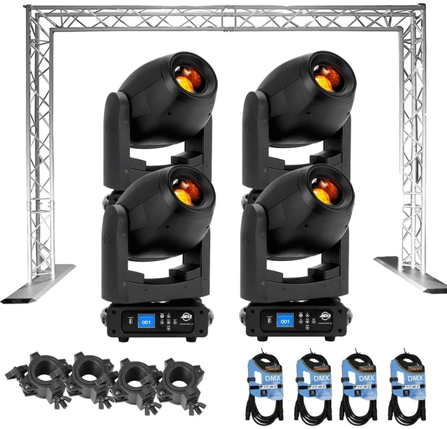 Main image of (4) American DJ Focus Spot 4Z 200W LED Moving Head Spot Fixtures with CHAUVET DJ Trusst QT-GOAL Portable Goal Post Kit Package