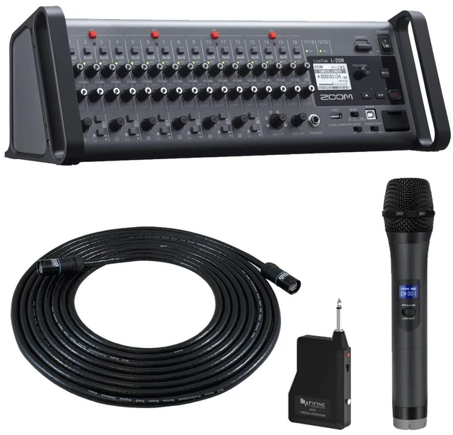 Main image of Zoom LiveTrak L-20R 20-Channel Digital Mixer-Recorder for Stage Use + FIFINE K025 Wireless Handheld Microphone + GLS Audio 20-Feet Ethercon Compatible RJ45 Cat6 Cable OFC Pro Tour Heavy Duty G-Shell