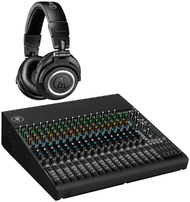 Main image of Mackie 1604VLZ4 16-Channel 4-Bus Compact Mixer + Audio-Technica Consumer ATH-M50xBT Wireless Over-Ear Headphones