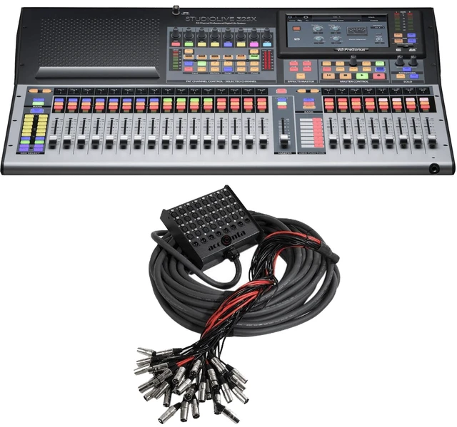 Main image of PreSonus StudioLive 32SX Series III S 32-Channel Compact Digital Mixer/Recorder/Interface + Accenta Snake 32-In/8-Out Stage Box, 100FT