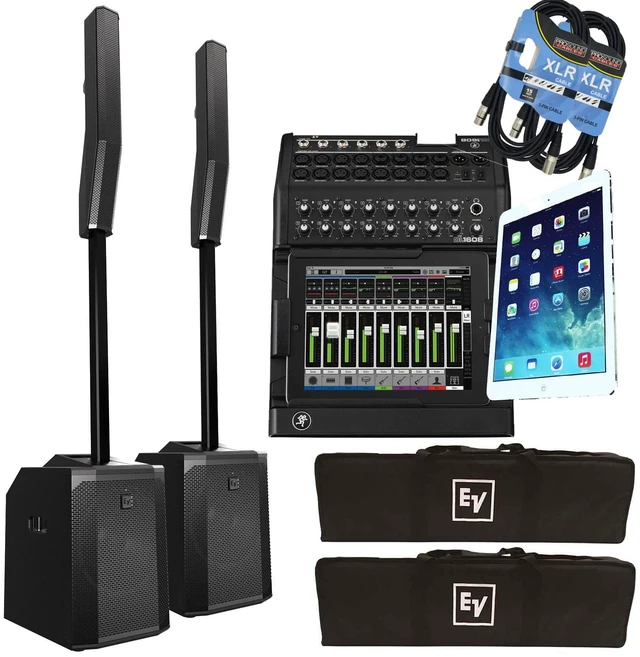 Main image of Electro-Voice EVOLVE 50 Black Portable 1000W Bluetooth (Pair) + Mackie DL1608 + iPad (10.2-Inch, Wi-Fi, 32GB) + Bags + Cables
