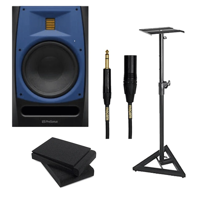 Alt view image 5 of 7 - Presonus R80 150w Active Powered 8" AMT Studio Monitor + Stand + Pad + Mogami Cable.