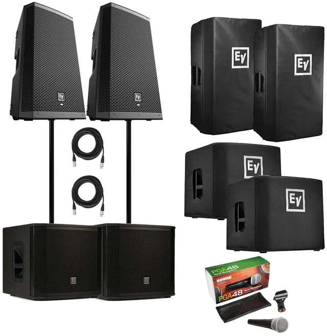 Main image of (2) Electro-Voice ZLX-12BT 12" Powered Bluetooth Loudspeakers and ELX200-12SP Subwoofers Duo Package.