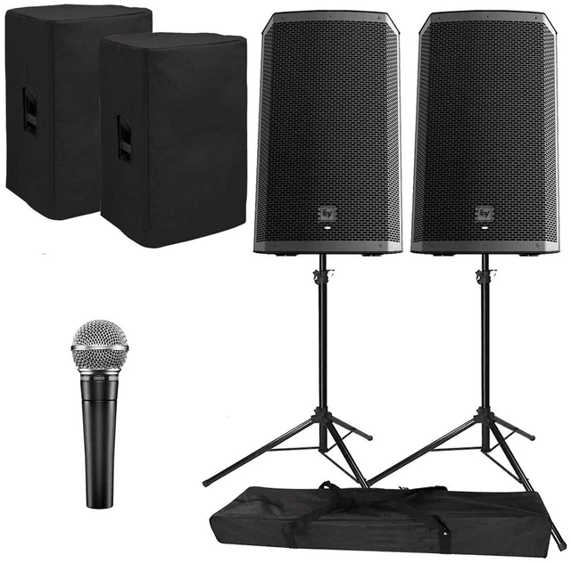 Main image of Electro-Voice ZLX-12BT Active 12" Bluetooth Speaker Package with Vocal Microphone Covers, & Stands