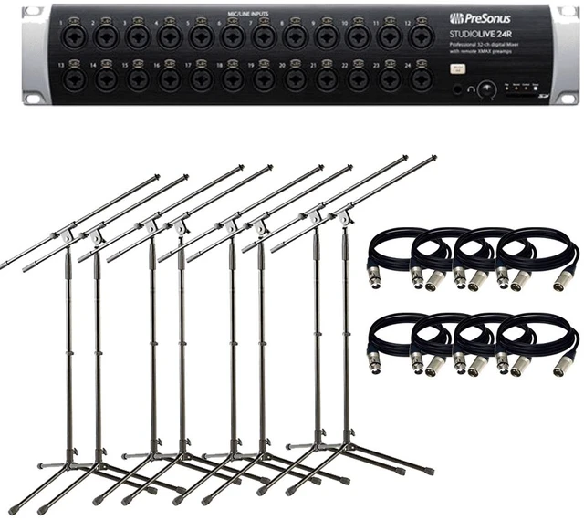 Main image of PreSonus StudioLive 24R - 26-Input, 32-Channel Series III Stage Box and Rack Mixe + Tripod Mic Stand (8) XLR Cables.
