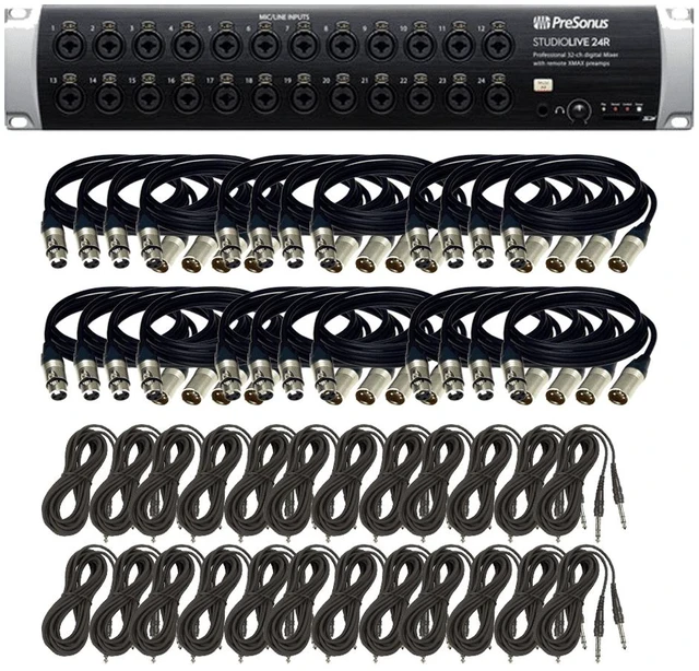 Main image of PreSonus StudioLive 24R - 26-Input, 32-Channel Series III Stage Box and Rack Mixe + (24) XLR and (24) TRS Cables.