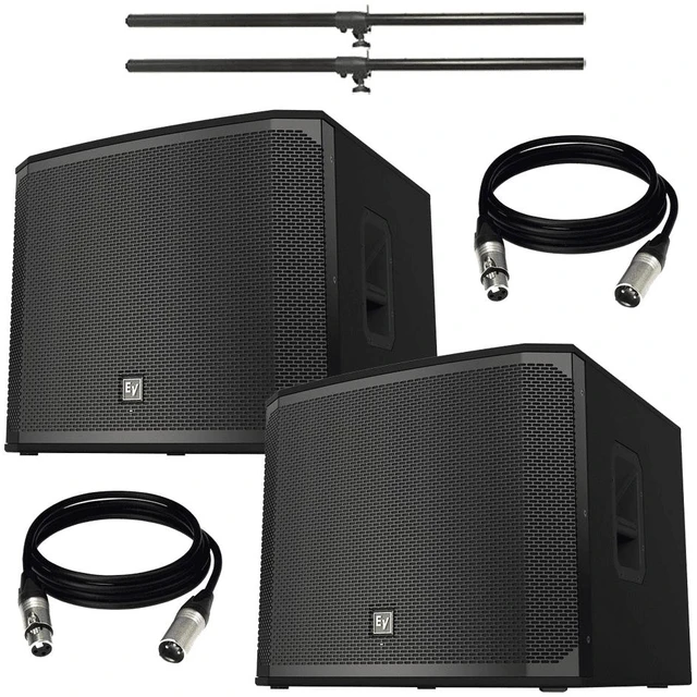 Main image of (2) Electro-Voice EKX-18SP 18" Powered Subwoofer and Cables and Poles Package.