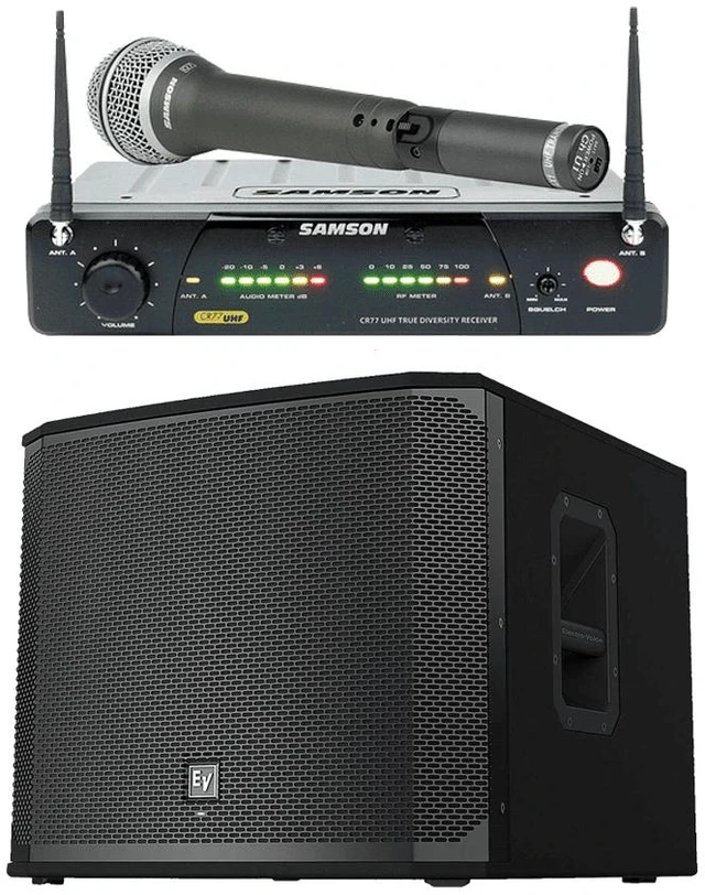 Main image of Electro-Voice EKX-18SP 18" Powered Subwoofer + Samson AirLine 77 Handheld Wireless Microphone System