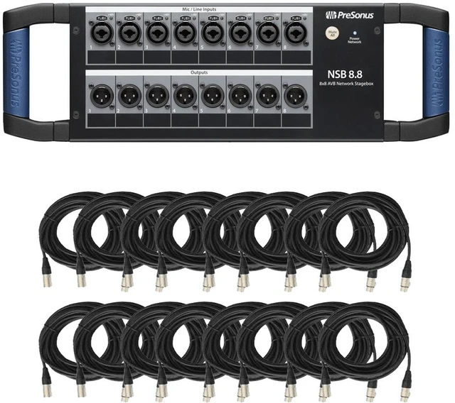 Main image of PreSonus NSB 8.8 - 8 x 8 AVB-Networked Stage Box & (16) XLR to XLR Cables 15FT Ea.