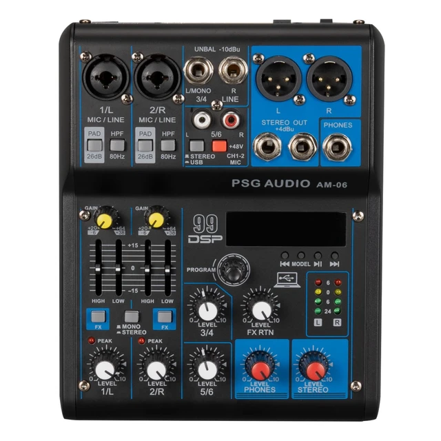 Alt view image 5 of 5 - Electro-Voice ELX200-12SP-US 12" 1200W Powered Subwoofer (Black, Single) & PSG AUDIO AM-06 - 6-Input Mixer