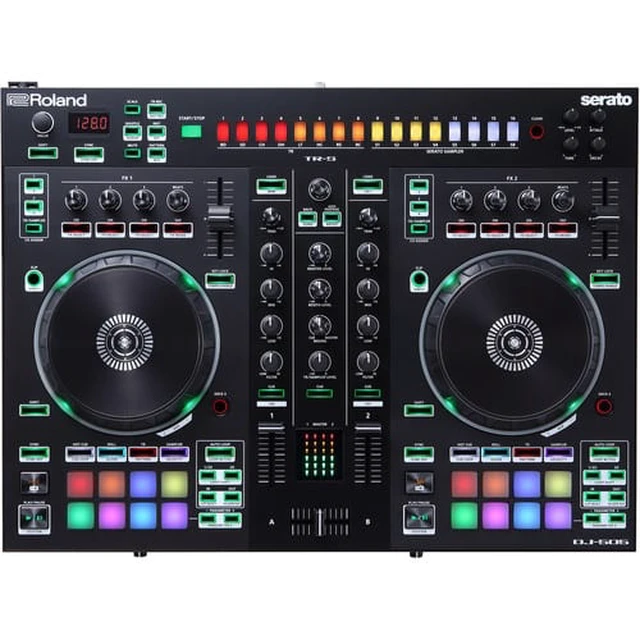 Alt view image 2 of 7 - Roland DJ-505 Serato DJ Controller with Strip Light Kit & (1) Audio-Technica ATH-M40x Professional Monitor Headphones