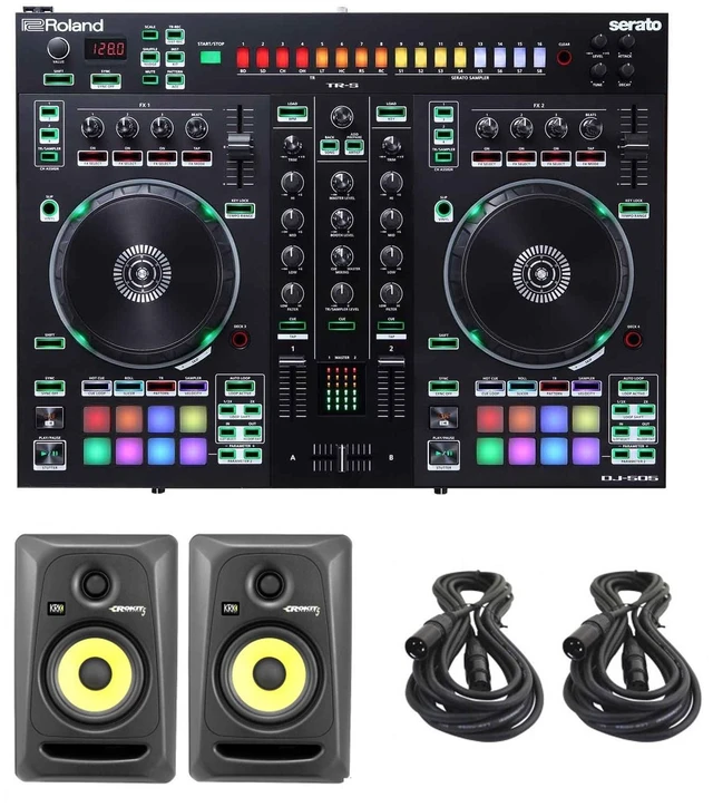 Main image of Roland DJ-505 Serato DJ Controller with Strip Light Kit & (2) KRK Rokit 5 G3 RP5G3 5" Powered Monitor Speakers