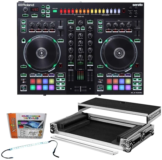 Main image of Roland DJ-505 Serato DJ Controller with Strip Light Kit & Flight Case Package