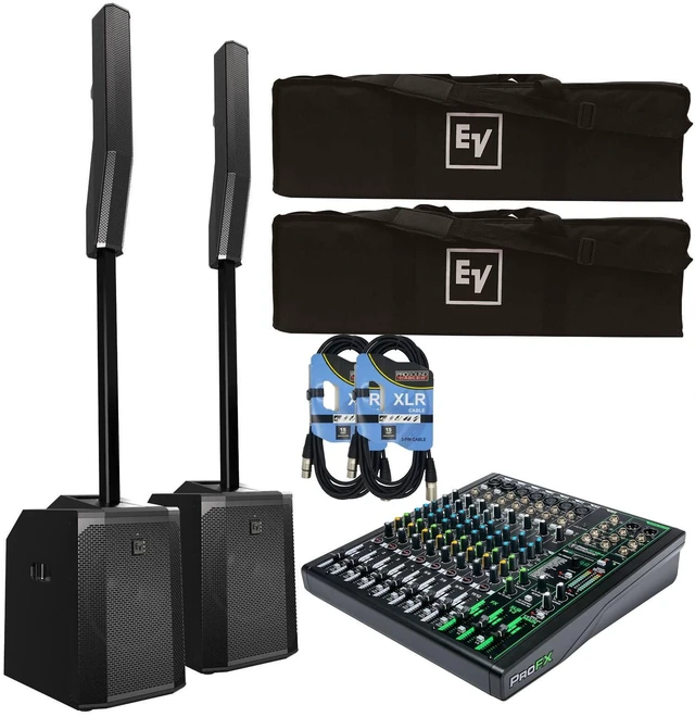 Main image of Electro-Voice Evolve 50 Portable Column Bluetooth PA System with Mackie ProFX12V3 Mixer Bundle with XLR Cables