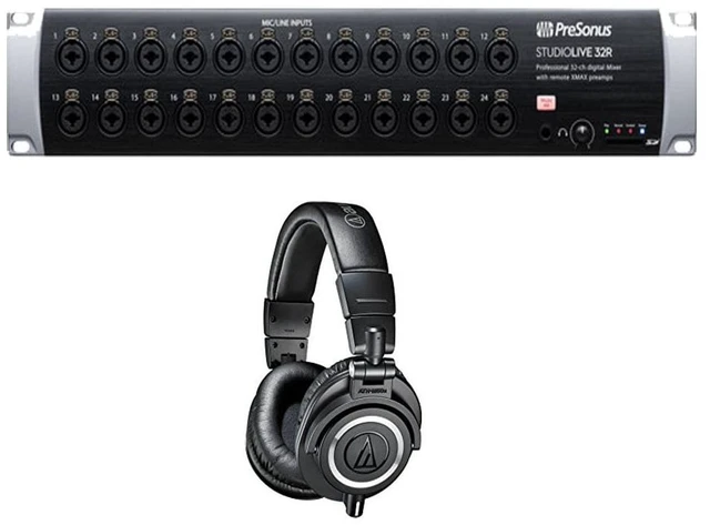 Main image of PRESONUS Studiolive 32R Digital Rack Mixer+Audio-Technica ATH-M50x Professional Monitor Headphones, Black