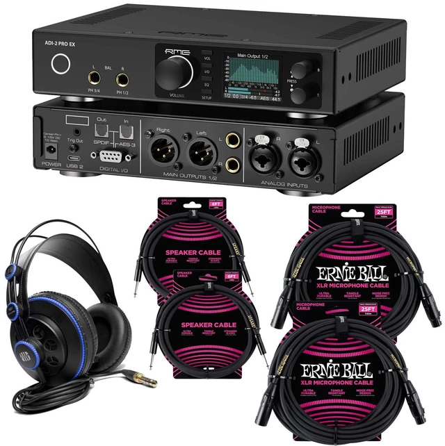 Main image of RME ADI-2 Pro EX 768 kHz AD/DA Converter - (2) ErnieBall XLR 25FT - (2) ErnieBall 1/4 Cable - Presonus HD7 Bundle
