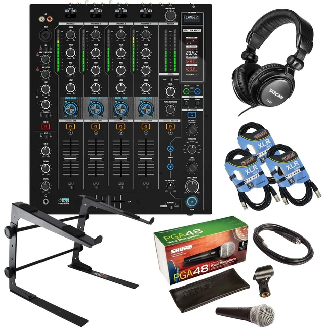 Main image of Reloop RMX-95 Digital Club Mixer, Shure PG48, Laptop Stand, Tascam TH02, (3) XLR Cables Bundle